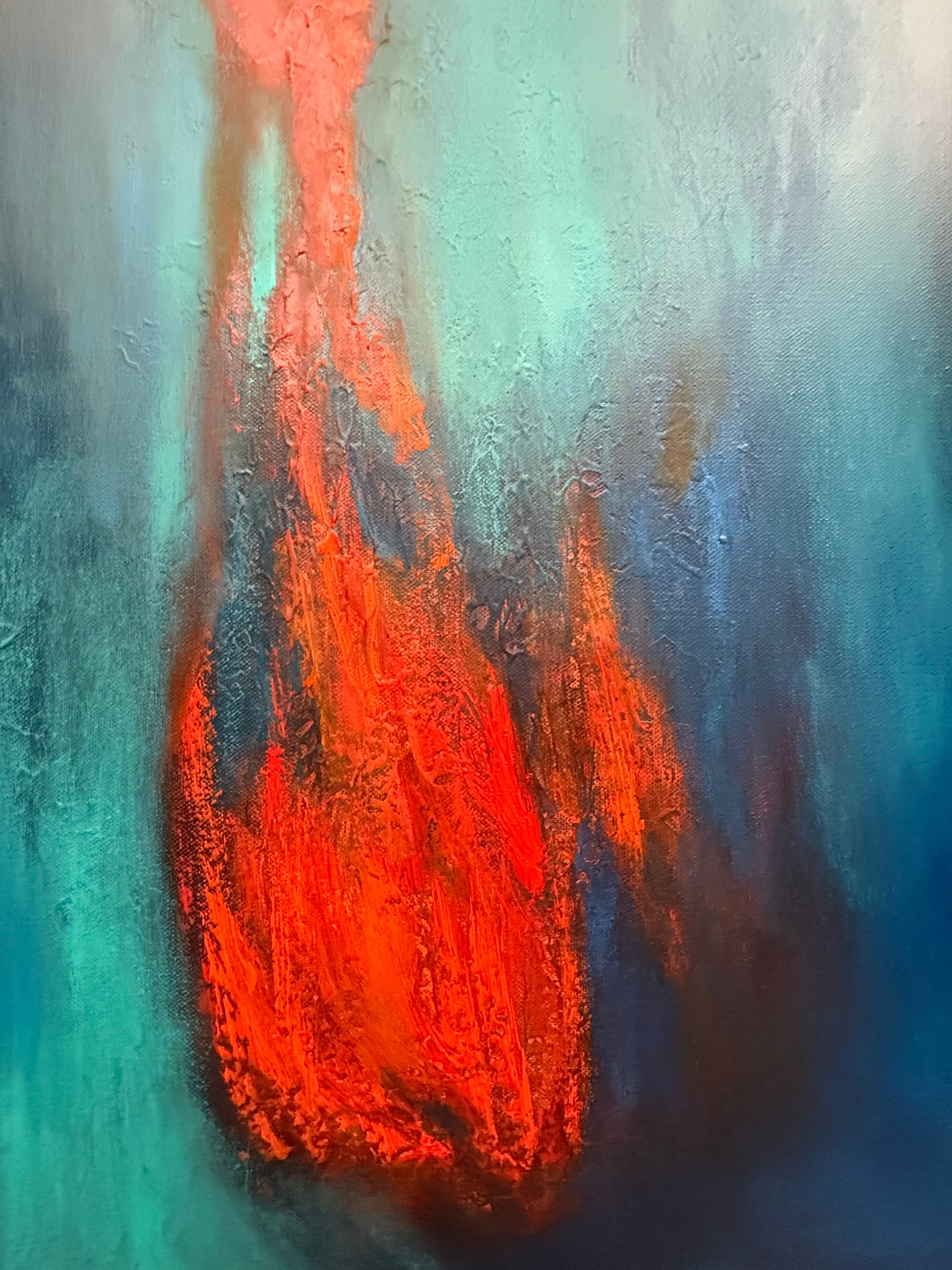 Abstract painting with red and blue colors