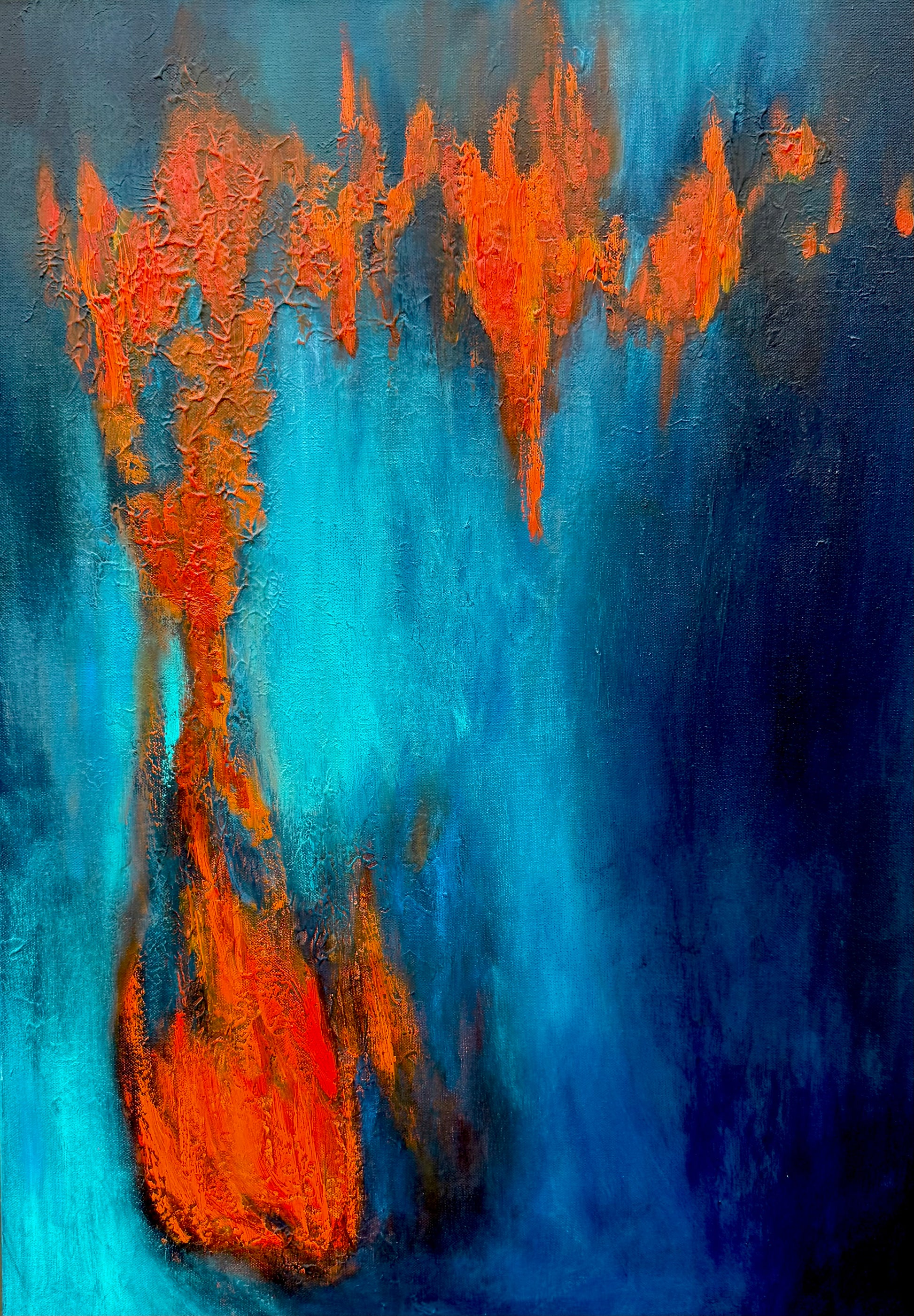 Abstract art with orange and blue colors