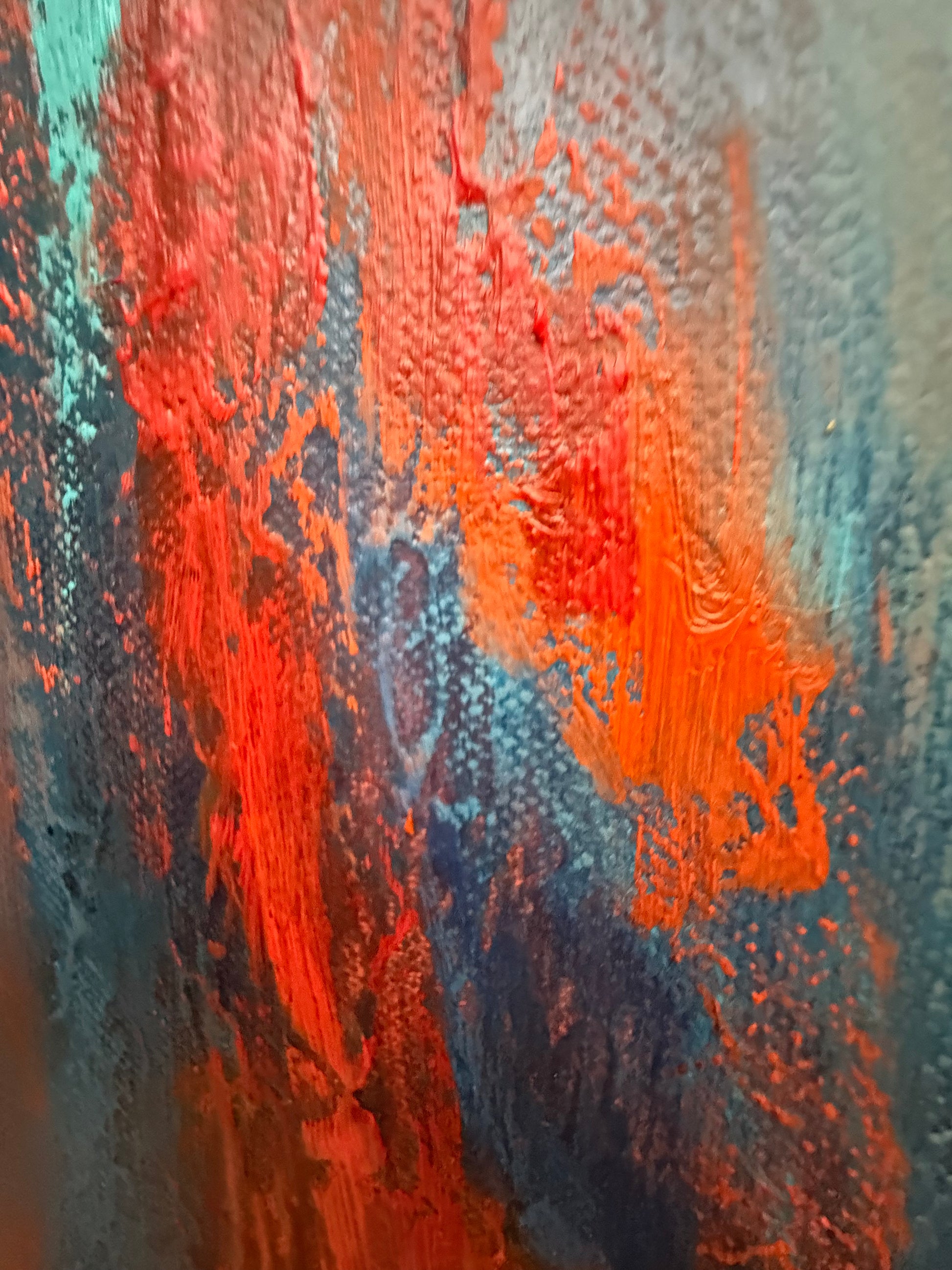Abstract art with orange and blue brush strokes