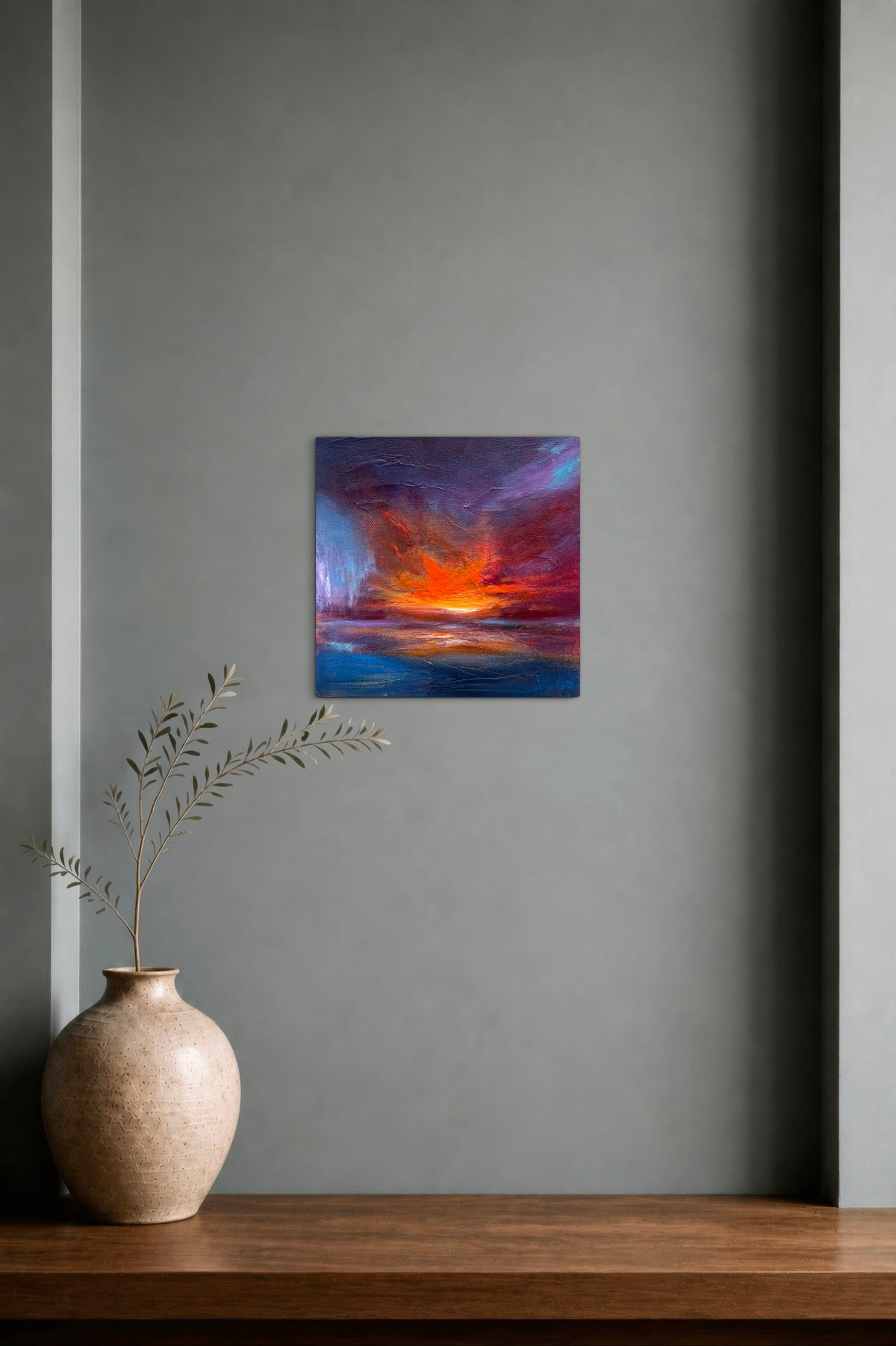 orange and purple abstract sunset painting